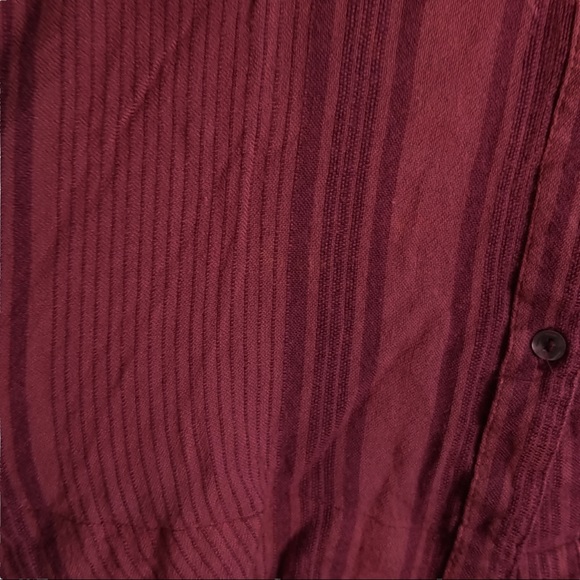Free People size medium ombré button up maroon & orange striped short sleeve top - Picture 11 of 14